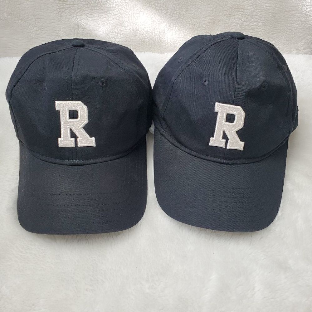Baseball Caps Black with White "R" Logo. Hook and Loop Adjustable. Otto Brand.